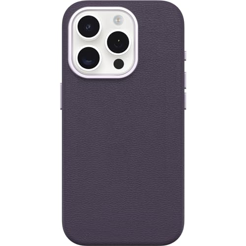 Image of OtterBox iPhone 15 Pro Symmetry Cactus Leather for MagSafe - Plum Luxe (Purple), sustainably sourced, Snaps to MagSafe, Ultra-Sleek, Raised Edges Protect Camera & Screen