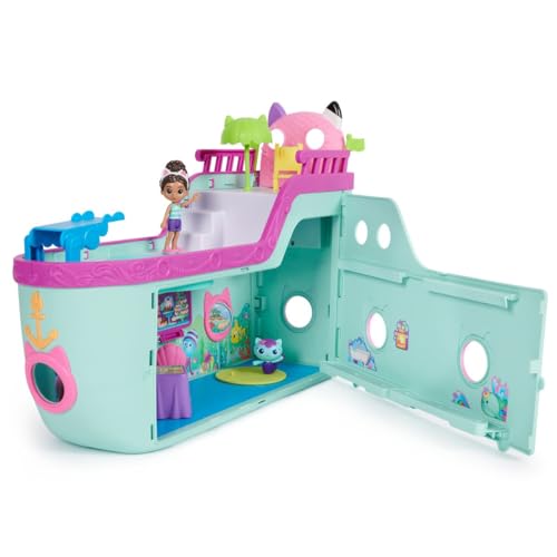 Gabby et la Maison Magique - Gabby Dollhouse - Bateau De Croisière - 2 Figurines Et 16 Accessoires - Effets Lumineux - Dessin Animé Jouet Maison De Poupée - Jouet Enfant 3 Ans Et +