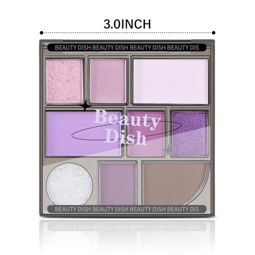 Boobeen Purple Smoky Eyeshadow Palette, 9 Colors Eye Shadow Powder for Women, Matte Glitter Eyeshadow Makeup with Long Lasting Color - Image 7