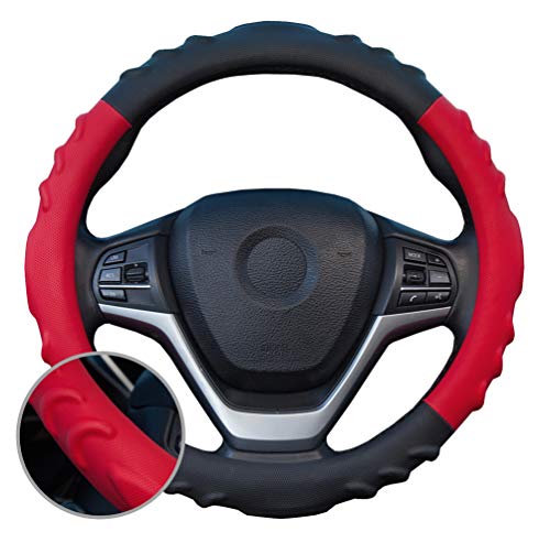 ZATOOTO ハンドルカバー 軽自動車 立体デザイン スポーティー グリップ感よし 滑らない PUレザー Sサイズ レッド YWLY145-R