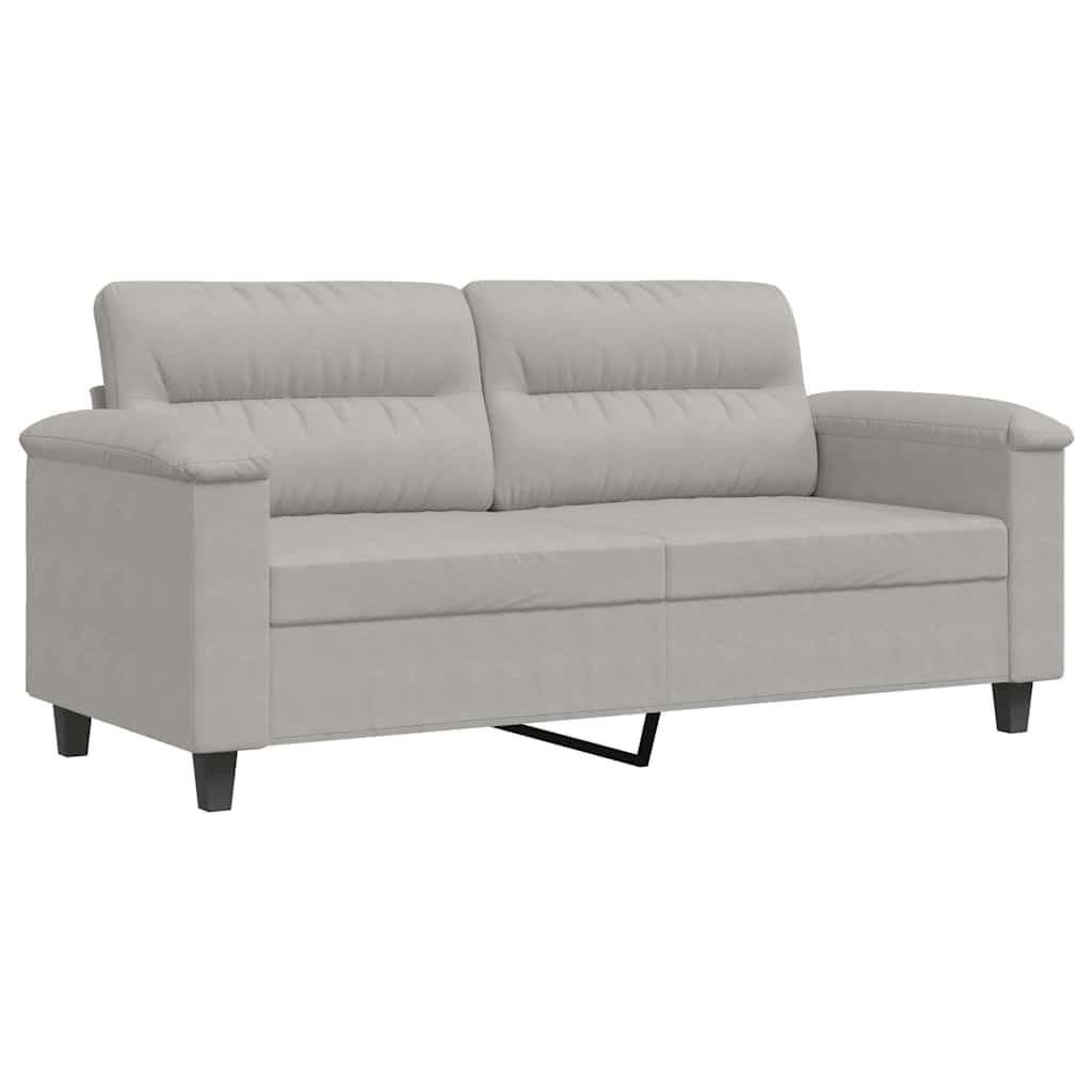 vidaXL Comfortable 2-Seater Sofa in Light Gray Durable Microfiber Fabric and Sturdy Metal Frame Modern Design with Thick