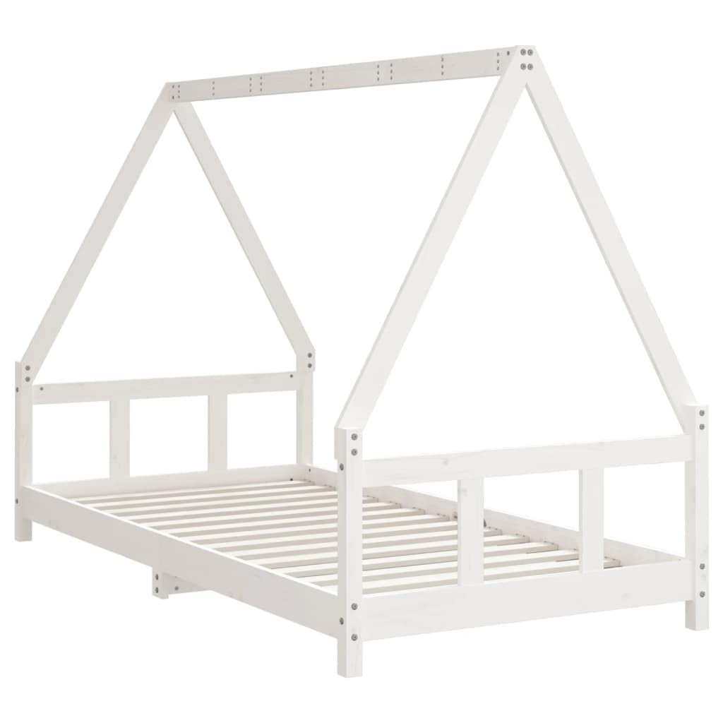 vidaXL Estructura de Cama para niños Madera de Pino Blanco 90x190 cm, Cama Infantil, Cama Individual para niños, Cama Forma de casa, Cama para niños