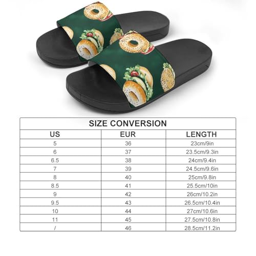 Bagel Sandwiches House Slippers for Women Men Personalized Shower Shoes Sandals Slides2