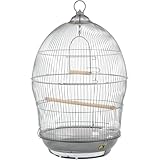 HomeStock Baroque Brilliance Scrollwork Bird Cage with Intricate Design, Durable Metal Construction, Spacious Interior Gray