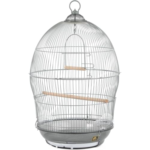 HomeStock Baroque Brilliance Scrollwork Bird Cage with Intricate Design, Durable Metal Construction, Spacious Interior Gray
