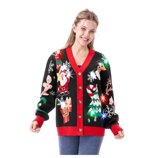 Giggling Getup Suéter Feo de Navidad Iluminado Para Mujer, Divertido, Negro -, XL