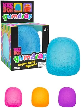 Schylling NeeDoh Gumdrop - Textured Sensory Toy with Super Solid Squish - 2.5" Tall - Colors May Vary (Pack of 1)