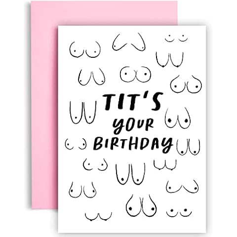 Huxters Birthday Cards for Her - Funny A5 Card - Gifts for Women Her Friends - Best Friend Birthday Card for her friends female - Cocktails and Fun - A5 (Tits) Cover