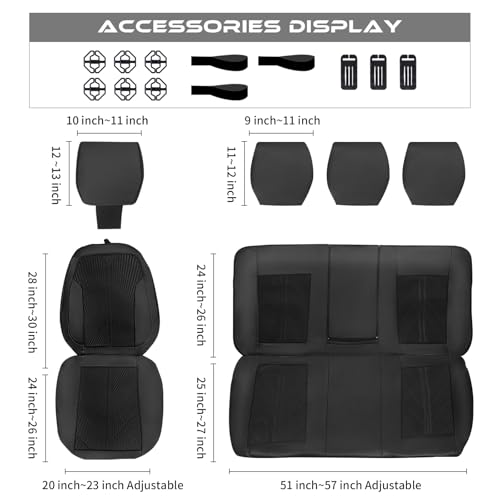 Image of CAR PASS Oxford Leather Car Seat Covers Full Set,All-Weather Non-Slip Durable, Universal Fit for SUVs Sedans Trucks Vans Automotive,Armrest Airbag Compatible,Emboss 5 Black