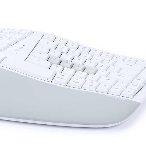 Image of KINESIS mWave Ergonomic Keyboard for Mac (White) | Mechanical Switches | Bluetooth & USB | Programmable | Backlit | macOS Modifiers & Hotkeys