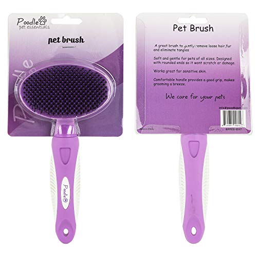 Round Bristle Pet Brush for Dogs and Cats - Gentle Grooming for Short or Long Hair - Soft Tool for Sensitive Skin Removes Dander, Dirt, and Detangles - Purple Round Bristle Pet Brush for Dogs and Cats - Gentle Grooming for Short or Long Hair - Soft Tool for Sensitive Skin Removes Dander, Dirt, and Detangles - Purple