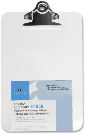 Value Pack of 12 Mini/Small Transparent Clipboard 6 x 9 inches by Sparco (Clear)