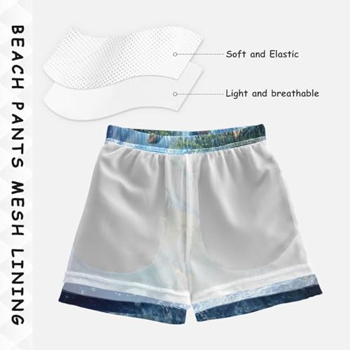 Boys Beach Board Shorts Bass Watercolor Fish Swim Trunk Teen Swimwear4