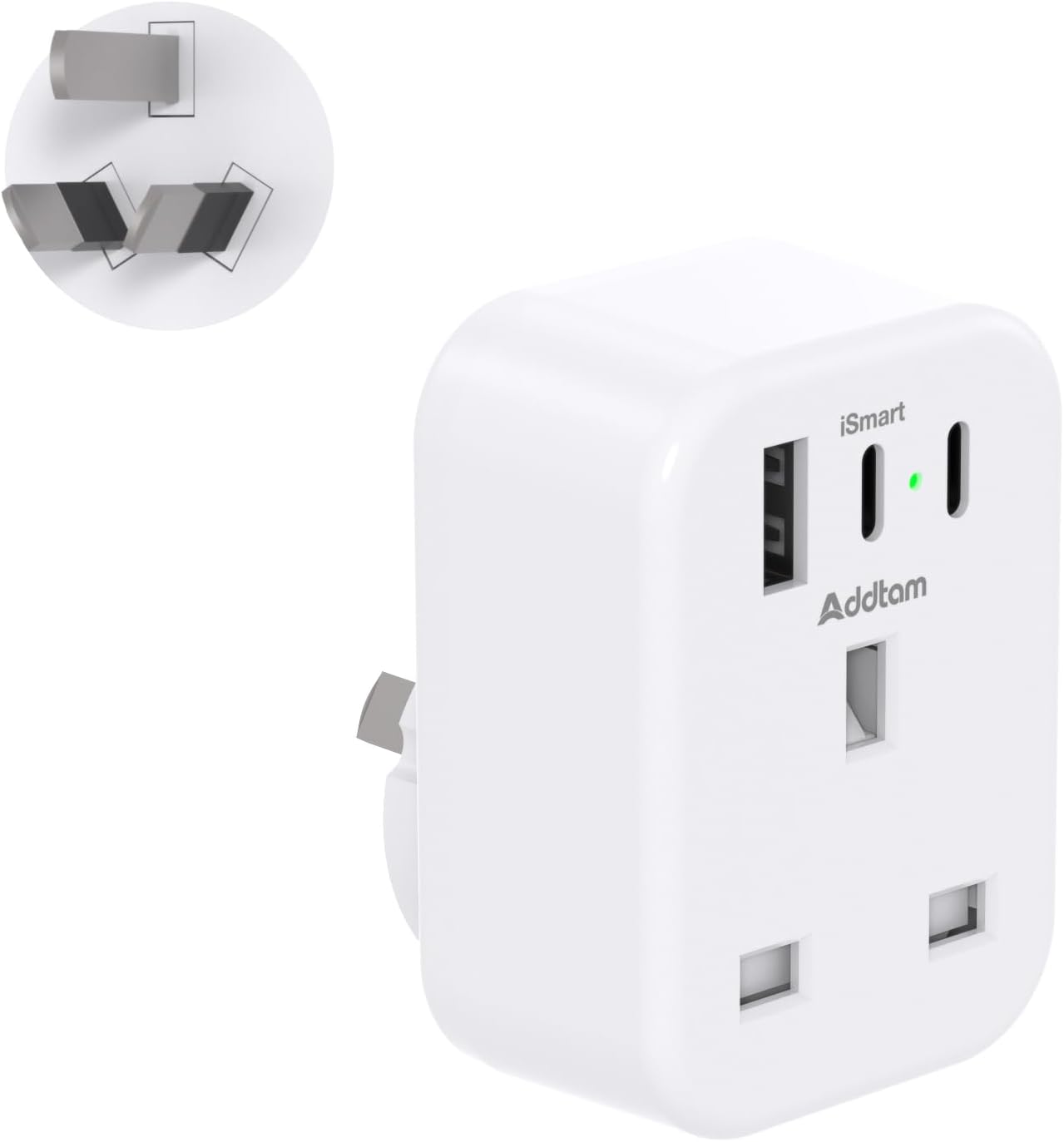 UK to Australia Plug Adapter, Australian China Travel Adapter with 3 USB Ports(2 USB C), 4 in 1 Australian plug adaptor for UK to Chinese New Zealand Fiji Argentina etc (Type I)