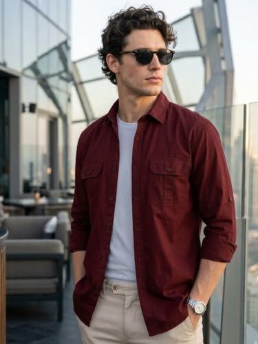 Image of Urbano Fashion Men's Cotton Full Sleeve Regular Fit Casual Solid Shirt