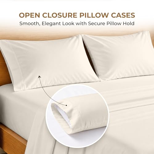 Image of SGI bedding RV Short Queen Sheet Set 60x75, 600 TC Egyptian Cotton, 4 Piece Luxury Hotel Collection, Ultra Soft & Breathable, Fits RV Mattress Camper & Trailer, 15 Inch Pocket, Ivory