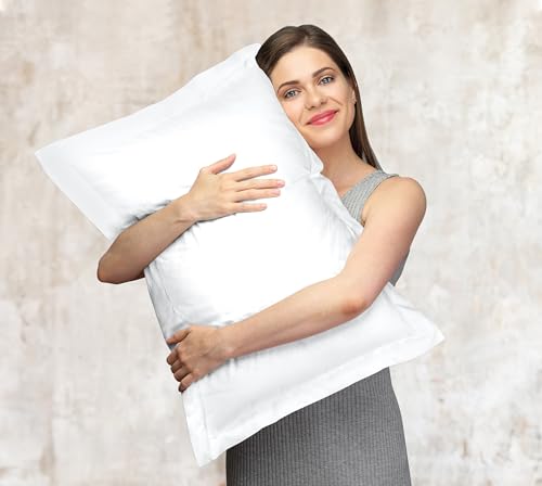 Image of Royale Linens Pillow Shams 2 Pack Standard Size 20x26 Inch - Brushed Microfiber - Bed Pillow Shams, Wrinkle Resistant Super Soft and Cozy - Back Overlap Closure - Oxford Pillowcase (Standard, White)