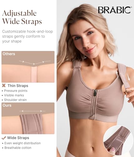 Image of BRABIC Zip Front Closure Everyday Bras for Women Post Sugery Compression