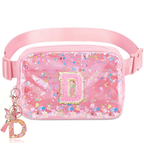Image of Initial Fanny Pack for Girls - Belt Bag for Teens Kid Teen Girl Kid Birthday Gift Pink D