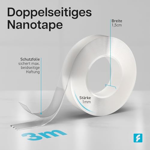 FIXWERK Nano Tape, Double-Sided Nano Tape, Extra Strong, 3 Metre Roll, Removable Tape, Washable & Reusable - Image 2