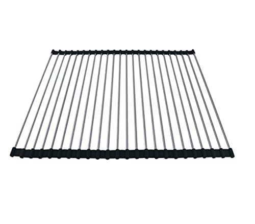 Image of Ahyuan Roll up Dish Drying Rack Over The Sink Kitchen Roll up Sink Drying Rack Portable Dish Drainer Foldable Dish Drying Rack (Black, 17.8''X15.8'')