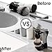 Keropy 2-in-1 Shaving Brush and Razor Stand, Black Acrylic Durable Razor Holder, One-Piece Shave Brush Stand, Safety Razor Stand for Men, Universal Bathroom Storage Organizer, Grooming Gift for Men