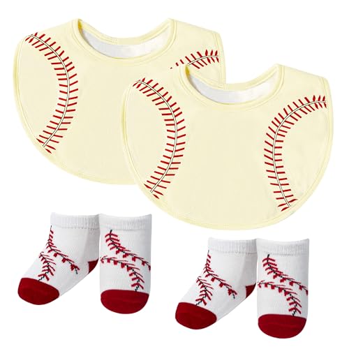 2Ooya YA-BASEBALL BIB SOCK SET 6P 6Pcs Baseball Cotton Waterproof Baby Bib Unisex Baby Sport Bibs cover