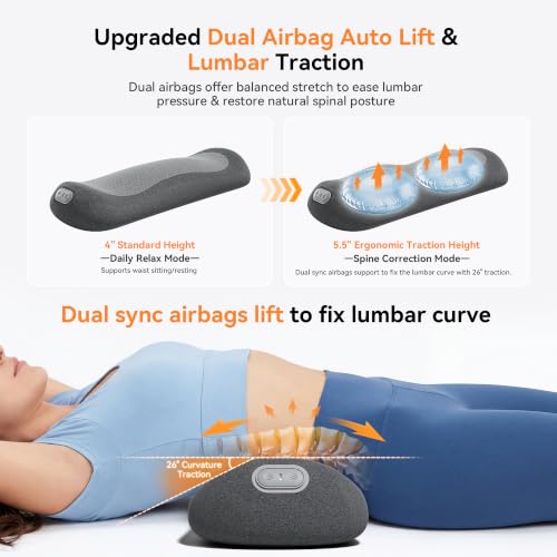 Yunari Cordless Triple Fusion Back Massager, Heated Lumbar Pillow (Gray) - image 3