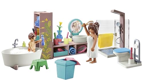 Playmobil 71611 myLife: Bathroom, 2 Figures, 53 Accessories, 80% Recycled & Bio-Based Materials, Ages 4+