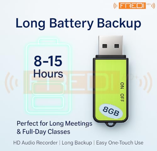 Image of FREDI HD PLUS USB Voice Recorder, Clear Audio Recording Pen Drive 8GB Inbuilt Memory Digital Voice Recorder Portable Audio Recorder for Home Office Meetings Lectures Interviews