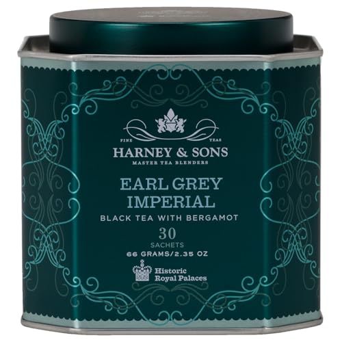 Harney & Sons HRP Earl Grey Imperial Tea Tin | 30 Sachets, Historic Royal Palaces Collection (Tin Design May Vary)
