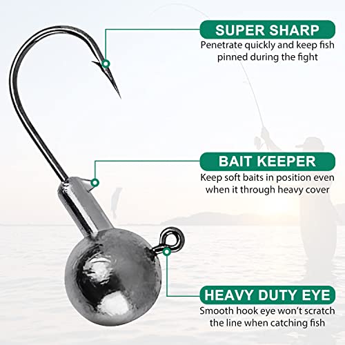 Orootl Crappie Fishing Lures Jig Heads Kit, Soft Plastic Grub Lure Tube Bait Twisted Tail Worm Lure Jigs Hook Set For Bass Crappie Trout Saltwater Freshwater Fishing #TOP2