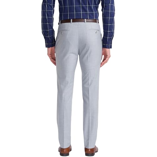 Image of Park Avenue Men's Poly Viscose Blend Plain Pattern Super Slim Fit Flat Front Formal Trouser