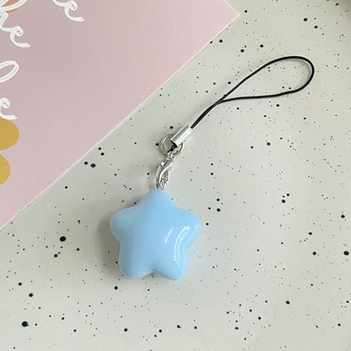 Mobile Pendant Chain with Dopamine Fat Star Charm, Plastic/Resin Keychain Strap Anti-lost Phone Lanyard Rope for Girls2