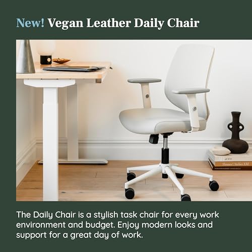Image of Branch Daily Chair - Vegan Leather Office Chair with Swivel, Lumbar Rest, and Adjustable Armrests - Comfortable Seating for Improved Posture and Productivity - Limestone | Lumbar Rest and Adjustable Armrests, Comfortable Seating for Improved Posture and Productivity, Limestone