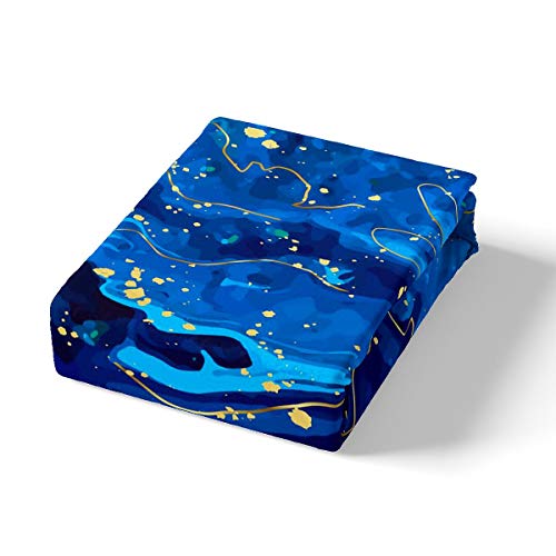 Loussiesd Marble Bed Sheet Set Navy Blue Marble Sheets 100% Microfiber Super Soft Lightweight Deep Pockets 1 Fitted Sheet - Image 2