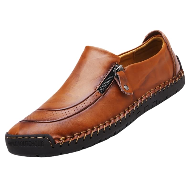 Men's Large-Sized Flat Loafers with Welted Stitching, Soft Rubber Sole, Comfortable for Business and Fashion wear, Suitable for Daily outings and Driving.
