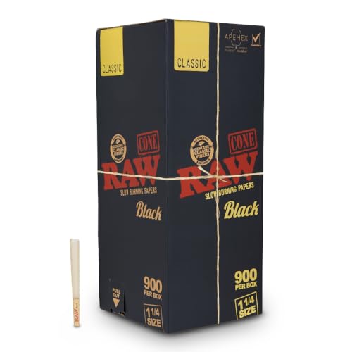 RAW Black 1-1/4 Pre Rolled Cones - 900 Cone Thumper/Bulk