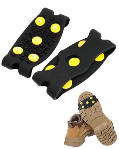 MOPZIJA 1 paire Crampons pour Chaussures de Randonnée Glace Traction Crampons Antidérapant 5 Clous Neige Grips Crampons Protection antiglisse pour Hiver...