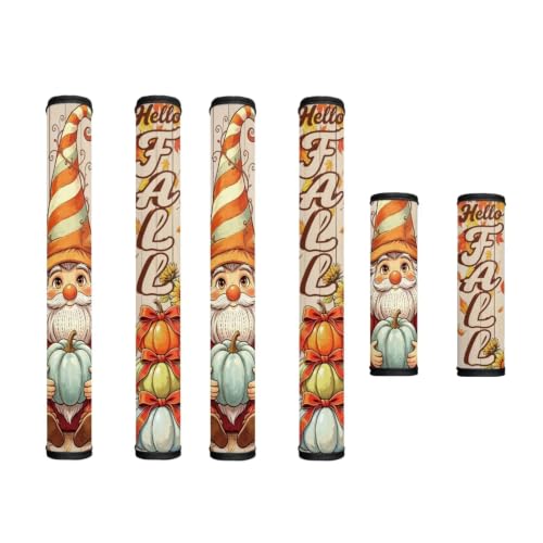 Image of Fridge Door Handle Covers Set of 6 Kitchen Appliance Decor Handles Glove Anti-Slip Protectors Autumn Refrigerator Decor Accessories, Gnome Fall Pumpkin Print