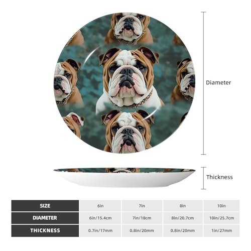 Assiette décorative Bouledogue anglais pour salon et bureau avec socle