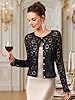 FAIRY SEASON Women's Crochet Cardigan with Golden Thread, Vintage Cropped Lightweight Long Sleeve Openwork Knit Sweater for Garden Party, Wedding & Private Events #2