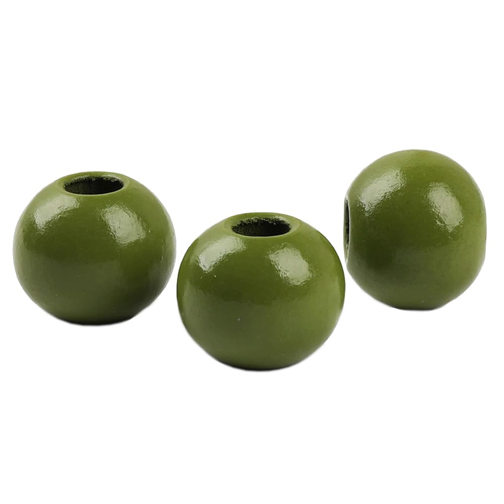 50 Bunte Holzperlen 20mm - Naturperlen Mit Loch Zum Basteln & Auffädeln