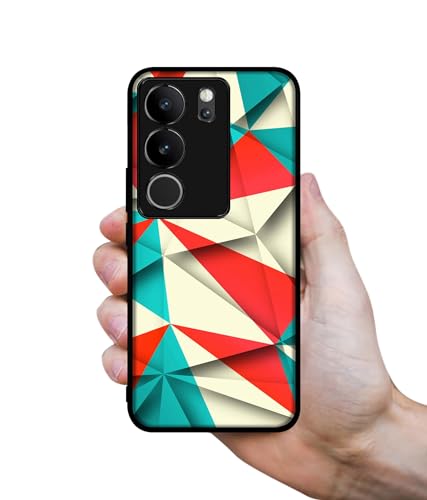 Image of Red Blue White Pattern Design Premium 2D Printed Metal Back Case Cover for Vivo V29 5G / V29 Pro 5G