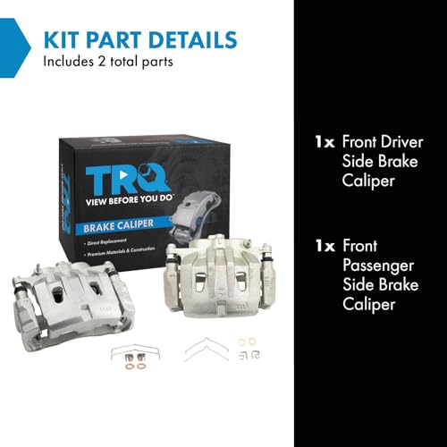 Image of TRQ Front Brake Caliper Set Zinc Coated Brackets Hardware Compatible with 2010-2015 Lexus RX350 2015 RX450h 2010-2019 Toyota Highlander 2011-2020 Sienna
