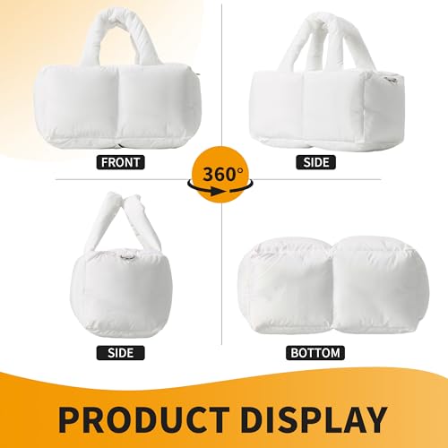 Herald Small Puffer Tote Bag for Women, Quilted Soft Puffy Satchel Shoulder Purse Crossbody Handbag with Detachable Strap4