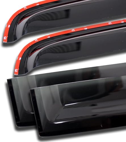 Image of Premium Smoke Car Door Visor Front+Rear Sun /Rain Guard Outside Mount Tape-On Window Visors Compatible with Tata Sierra EV (2026)