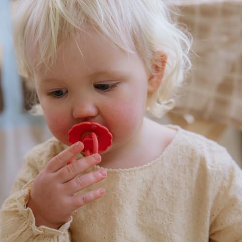 Image of FRIGG Natural Rubber Baby Pacifier 4-Pack Rosy Romance | Made in Denmark | BPA-Free (6-18 Months)