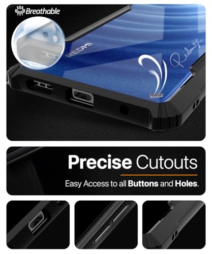 Image of WOW IMAGINE Shock Proof Clear Back Case Mobile Cover for Mi Redmi 15C 5G | Poco C85 5G 2025 (Hard | Hybrid PC + TPU | Full Armour Device & Camera Protection | Black)