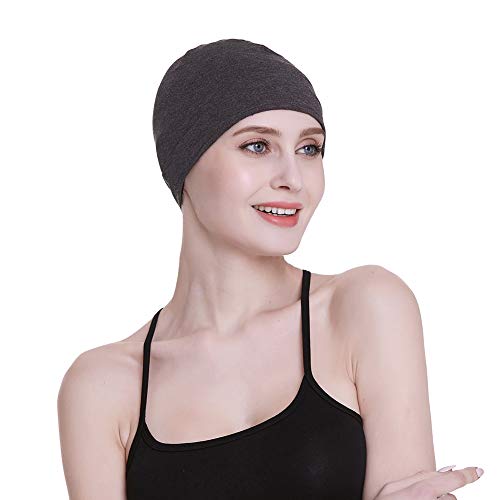 Bambus-Schlafkappe für Haarausfall, Kopfbedeckung für Chemo-Frauen, New Dark Health Grau, Einheitsgröße Cover